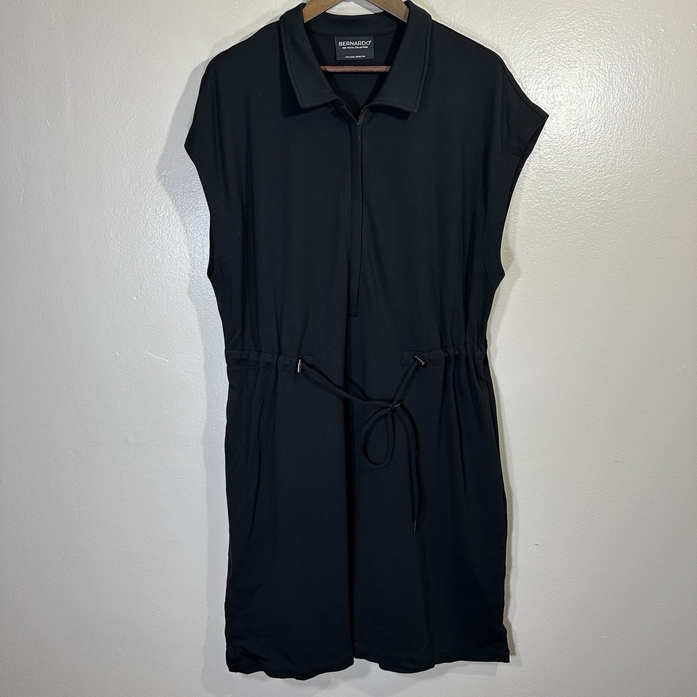 Bernardo Travel Collection Women's XL In Motion Drawstring Dress Black - Picture 2 of 11